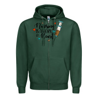 Sports Green nursing i̇s a work of heart Zipper Hoodie - JahusDesignShop