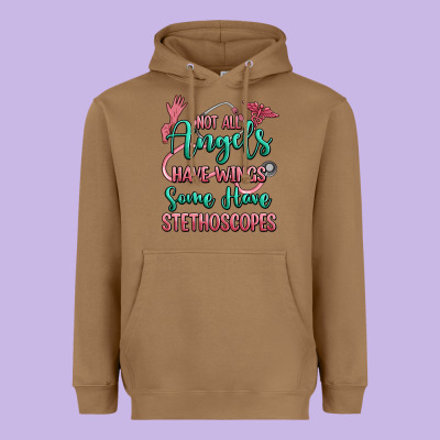 Not All Angels Have Wings Some Have Stethoscopes Heavyweight Hoodie Designed By Ranaportraitstore