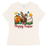 Bone Happy Easter Sports With Butterfly Ladies Tee - BundleAndBundleShop