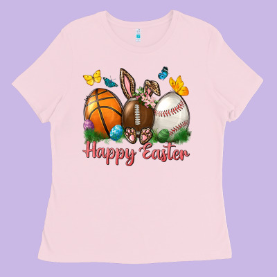 Happy Easter Sports With Butterfly Ladies Tee Designed By Bundleandbundleshop