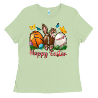 Matcha Happy Easter Sports With Butterfly Ladies Tee - BundleAndBundleShop