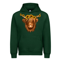 Forest Green sunflower headband highland cow Urban Hoodie - Jasminsmagicworld
