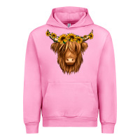 Fuchsia Pink sunflower headband highland cow Urban Hoodie - Jasminsmagicworld