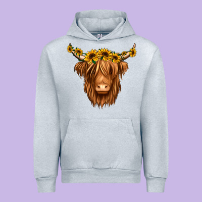 Sunflower Headband Highland Cow Urban Hoodie Designed By Jasminsmagicworld