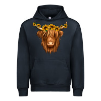 Navy sunflower headband highland cow Urban Hoodie - Jasminsmagicworld