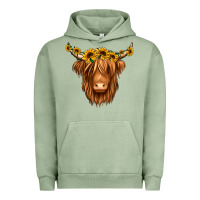 Pigment Oil Green sunflower headband highland cow Urban Hoodie - Jasminsmagicworld