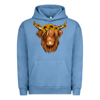 Pigment Pebble Blue sunflower headband highland cow Urban Hoodie - Jasminsmagicworld