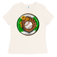 Bone baseball with sunflower round earrings Ladies Tee - BundleAndBundleShop