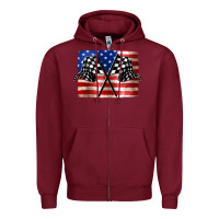 Burgundy American Racing Flag Zipper Hoodie - JahusDesignShop