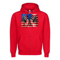Red American Racing Flag Zipper Hoodie - JahusDesignShop