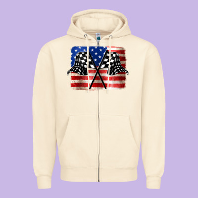 American Racing Flag Zipper Hoodie Designed By Jahusdesignshop