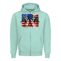 Seafoam American Racing Flag Zipper Hoodie - JahusDesignShop