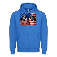 True Royal American Racing Flag Zipper Hoodie - JahusDesignShop