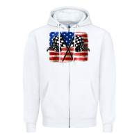 White American Racing Flag Zipper Hoodie - JahusDesignShop