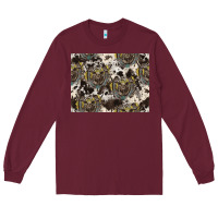 Burgundy Longhorn Pattern Long Sleeve Tee - CowhideDigitalArt