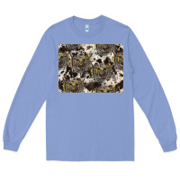 Colony Blue Longhorn Pattern Long Sleeve Tee - CowhideDigitalArt
