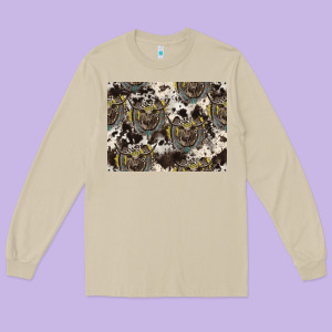 Longhorn Pattern Long Sleeve Tee Designed By Cowhidedigitalart