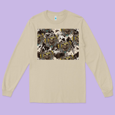 Longhorn Pattern Long Sleeve Tee Designed By Cowhidedigitalart