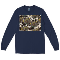 Navy Longhorn Pattern Long Sleeve Tee - CowhideDigitalArt