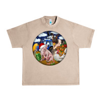French Oak Farm And Pig Urban Heavy Tee - FaDigitalArtStudio
