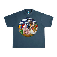 Midnight Navy Farm And Pig Urban Heavy Tee - FaDigitalArtStudio