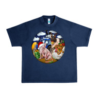 Navy Farm And Pig Urban Heavy Tee - FaDigitalArtStudio