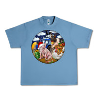 Pebble Blue Farm And Pig Urban Heavy Tee - FaDigitalArtStudio