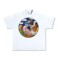 White Farm And Pig Urban Heavy Tee - FaDigitalArtStudio