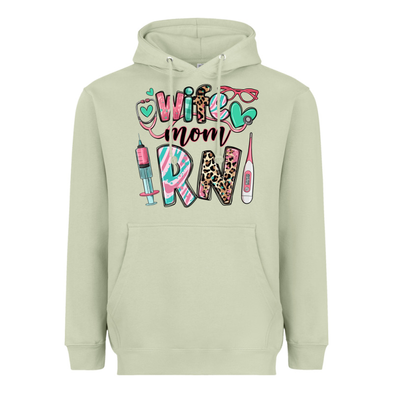 Wife Mom Rn Registered Nurse Heavyweight Hoodie by RanaPortraitStore | Teevron