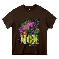 Chocolate Brown Rockin the mom Mother's Day Heavy Core Tee - HowdyJamesFarm