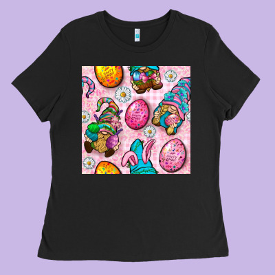 Easter Gnomies Seamless Pattern Ladies Tee Designed By Bundleandbundleshop