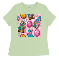 Matcha Easter Gnomies Seamless Pattern Ladies Tee - BundleAndBundleShop