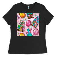 Black Easter Gnomies Seamless Pattern Ladies Tee - BundleAndBundleShop