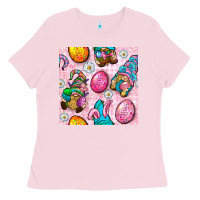 Bubblegum Pink Easter Gnomies Seamless Pattern Ladies Tee - BundleAndBundleShop
