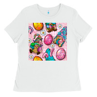 White Easter Gnomies Seamless Pattern Ladies Tee - BundleAndBundleShop