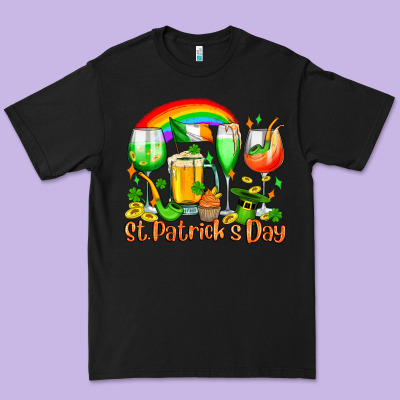 St. Patrick's Wine Glasses Premium Tee Designed By Oliviacreatesart