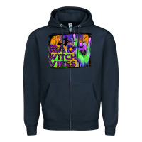 Navy bad witch vibes Zipper Hoodie - JahusDesignShop