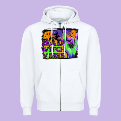 Bad Witch Vibes Zipper Hoodie Designed By Jahusdesignshop