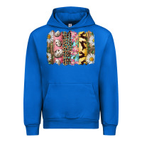 Cobalt Easter Brushstroke With Quail Eggs Daisy And Bunny Urban Hoodie - RanaPortraitStore