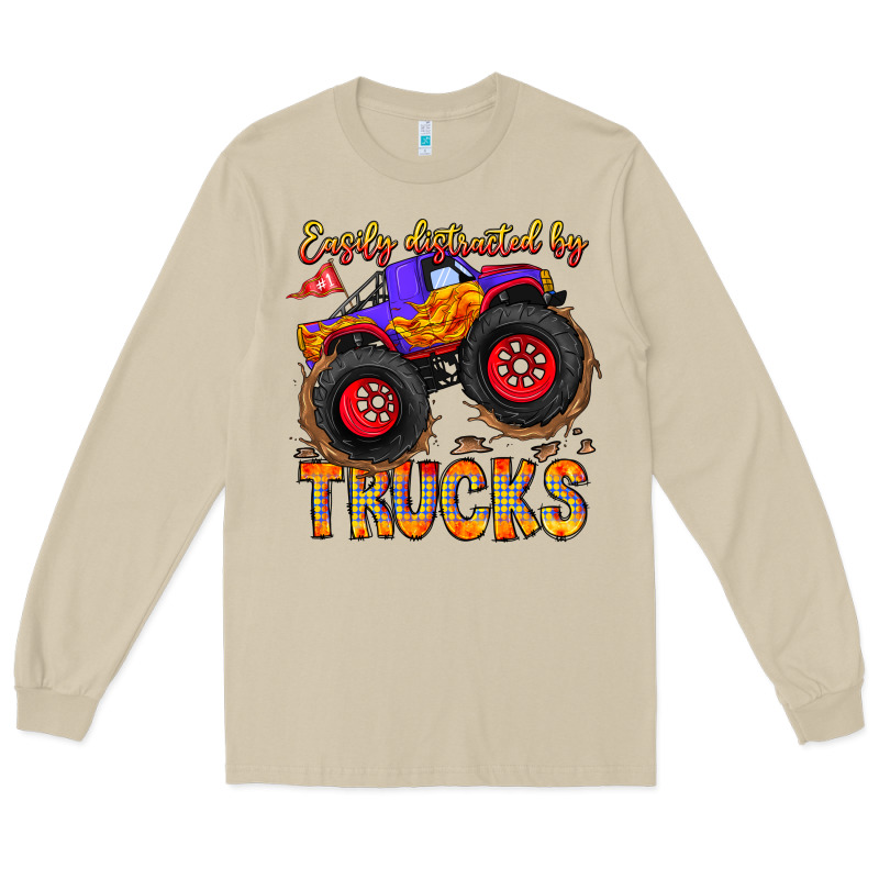 Easily Distracted By Trucks Long Sleeve Tee by CowhideDigitalArt | Teevron