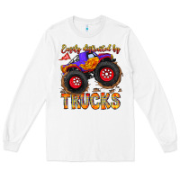 White Easily Distracted By Trucks Long Sleeve Tee - CowhideDigitalArt