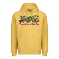 Antique Gold peace love mardi gras king cake Premium Hoodie - RanaPortraitStore