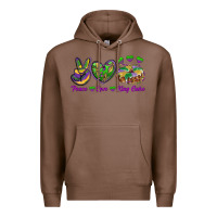 Chestnut peace love mardi gras king cake Premium Hoodie - RanaPortraitStore