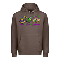 Coffee peace love mardi gras king cake Premium Hoodie - RanaPortraitStore