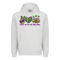 Dove Grey peace love mardi gras king cake Premium Hoodie - RanaPortraitStore