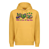 Mustard peace love mardi gras king cake Premium Hoodie - RanaPortraitStore