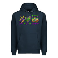 Navy peace love mardi gras king cake Premium Hoodie - RanaPortraitStore