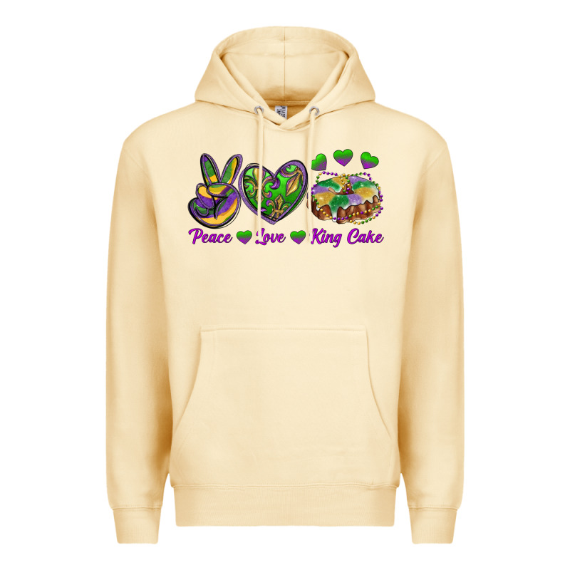 Peace Love Mardi Gras King Cake Premium Hoodie by RanaPortraitStore | Teevron