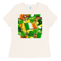 Bone Ireland flag with St. Patrick's Day  digital paper Ladies Tee - BundleAndBundleShop