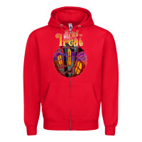Red trick treat black Zipper Hoodie - JahusDesignShop